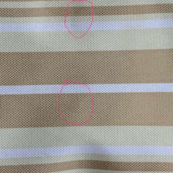 Canvas Yellow Tan White Striped Beach Tote Bag Medium Sized White Plastic Lining - Picture 5 of 7